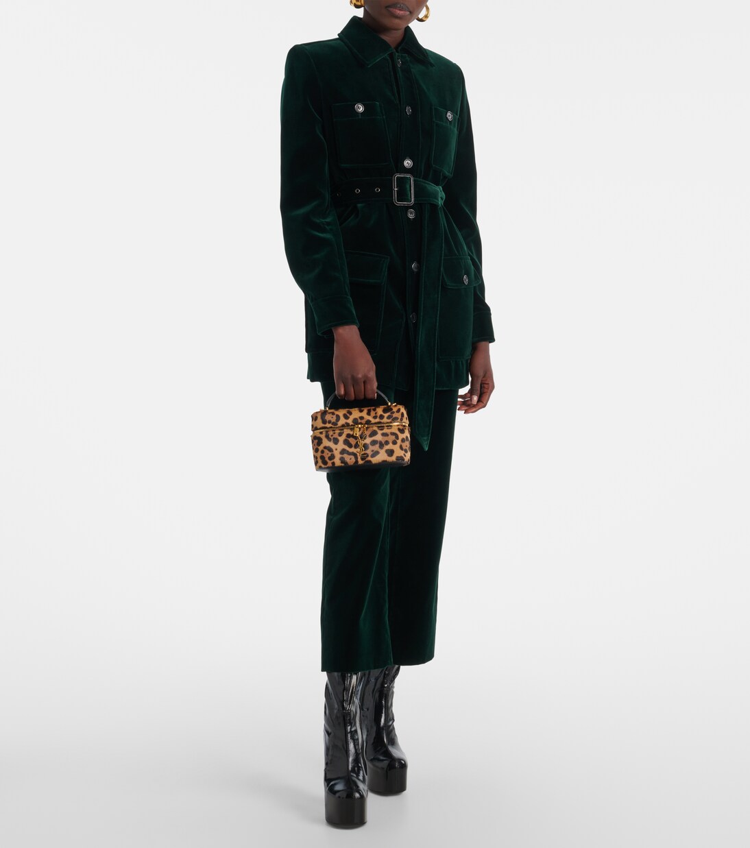 Gaby 레오파드 프린트 카프 헤어 배니티 백  | Saint Laurent