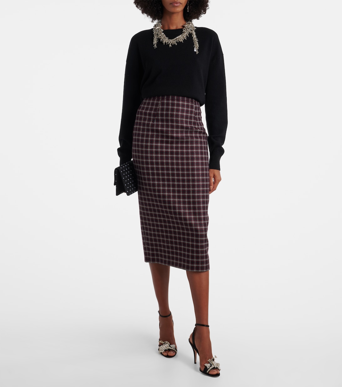 Lorelei houndstooth genzianella pencil skirt | Emilia Wickstead