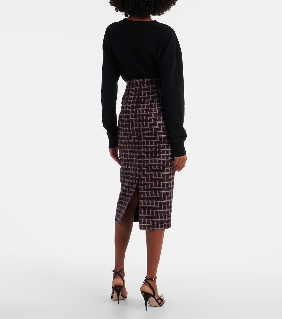 Lorelei houndstooth genzianella pencil skirt | Emilia Wickstead