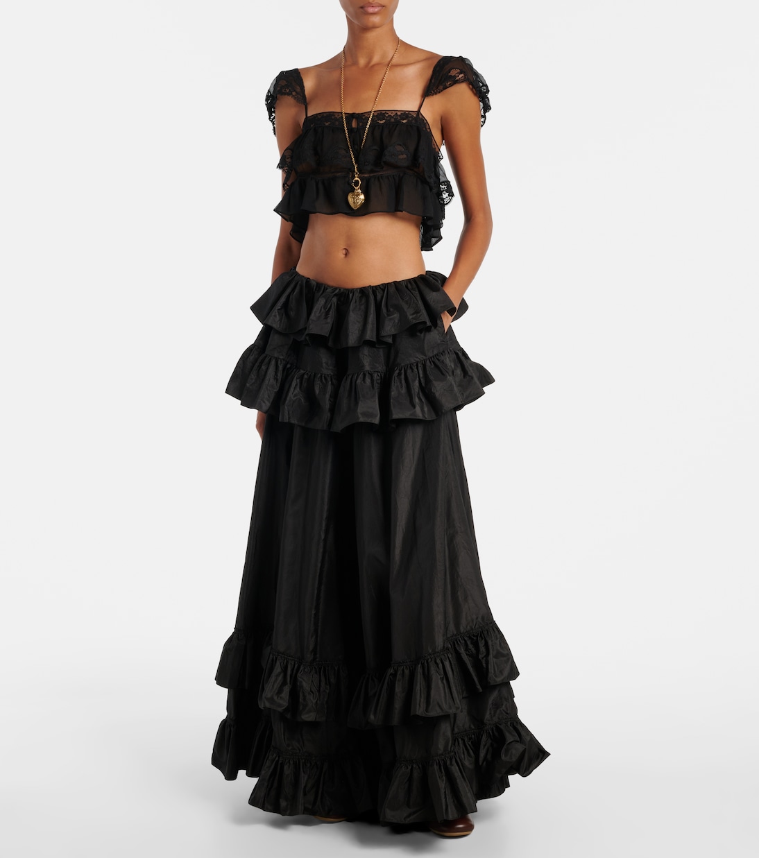 Ruffled silk maxi skirt | Chloé