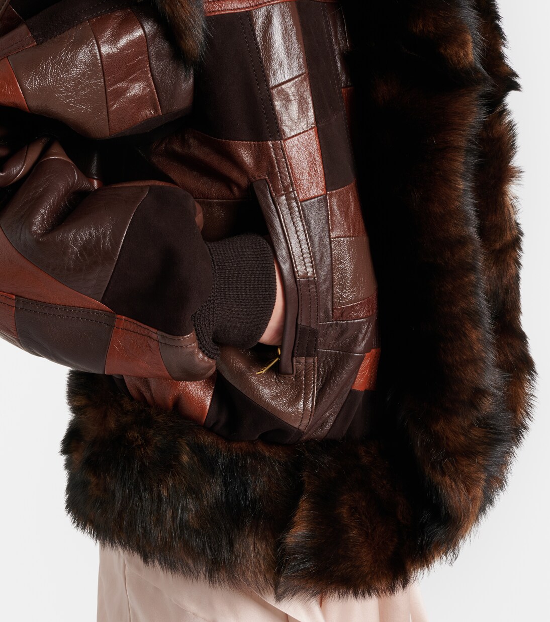 Shearling-trimmed leather bomber jacket | Chloé