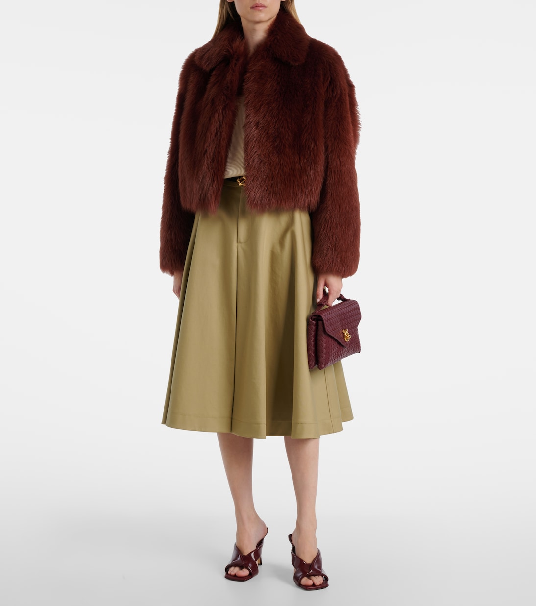 Cropped shearling jacket | Bottega Veneta