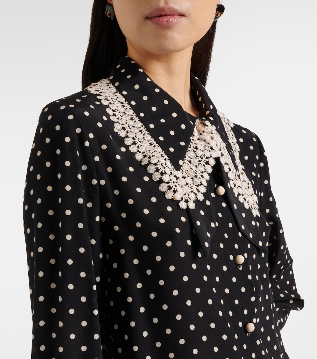 Hemdblusenkleid aus Seide mit Spitze | Valentino