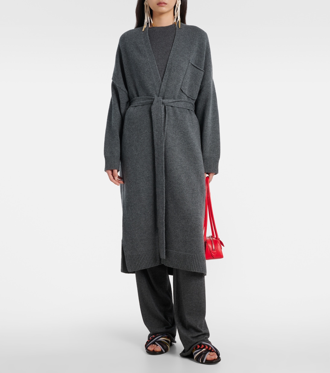 N°105 Coat belted cashmere wrap cardigan | Extreme Cashmere