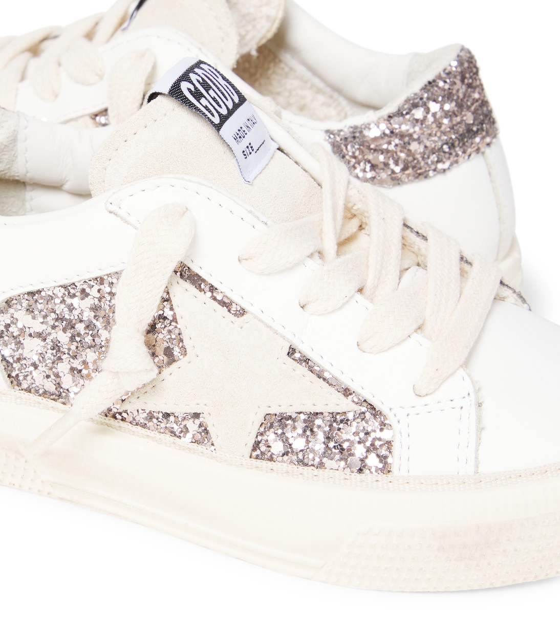 Zapatillas May de piel con glitter | Golden Goose Kids