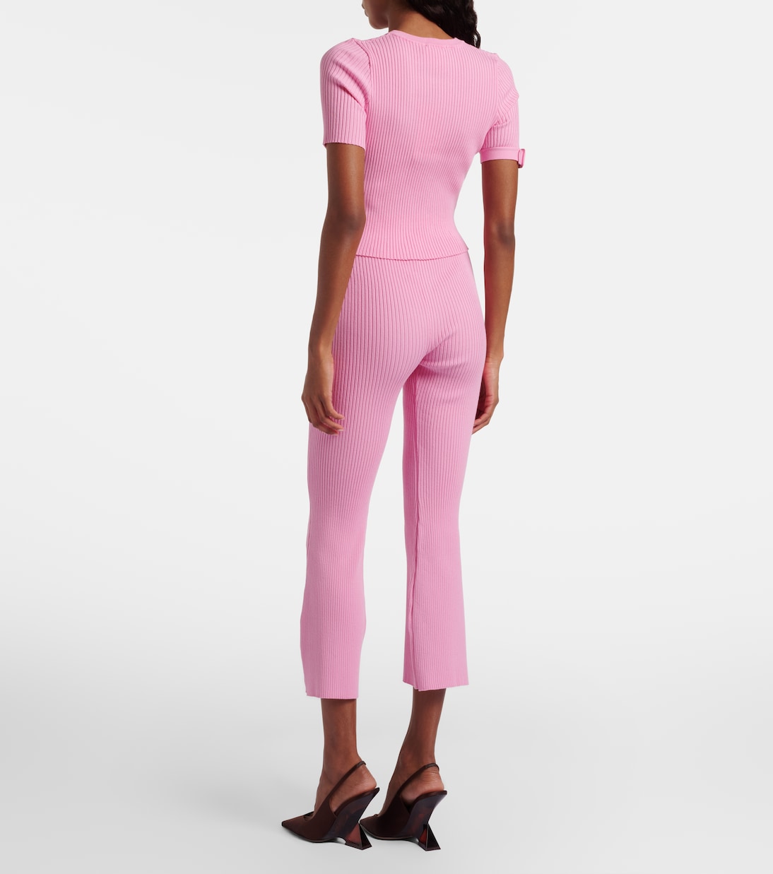 Belted ribbed-knit capri pants | Courrèges