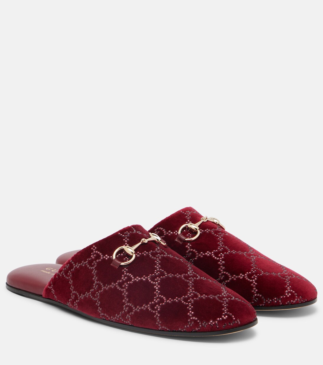 Lucy GG Crystal velvet mules | Gucci