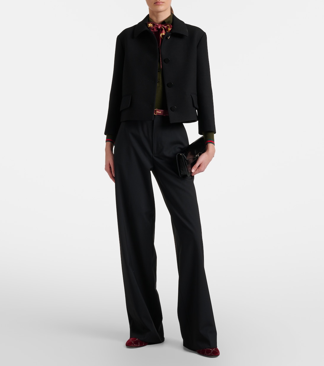 Lucy GG Crystal velvet mules | Gucci