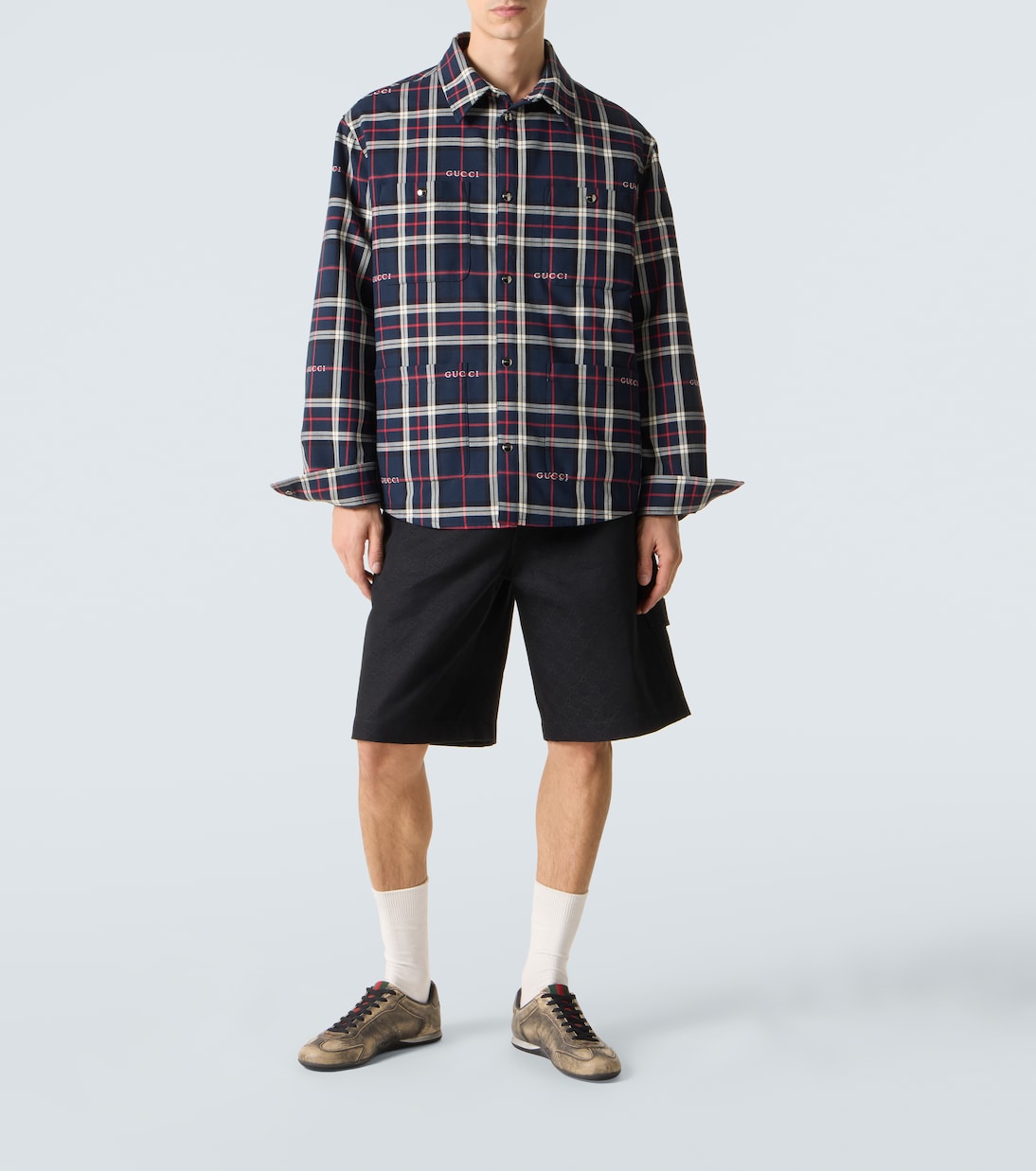 Gucci Shift Web Stripe leather sneakers | Gucci