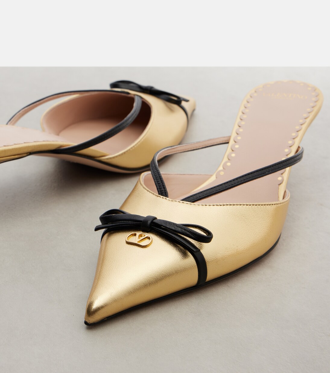 VLogo metallic leather mules | Valentino Garavani