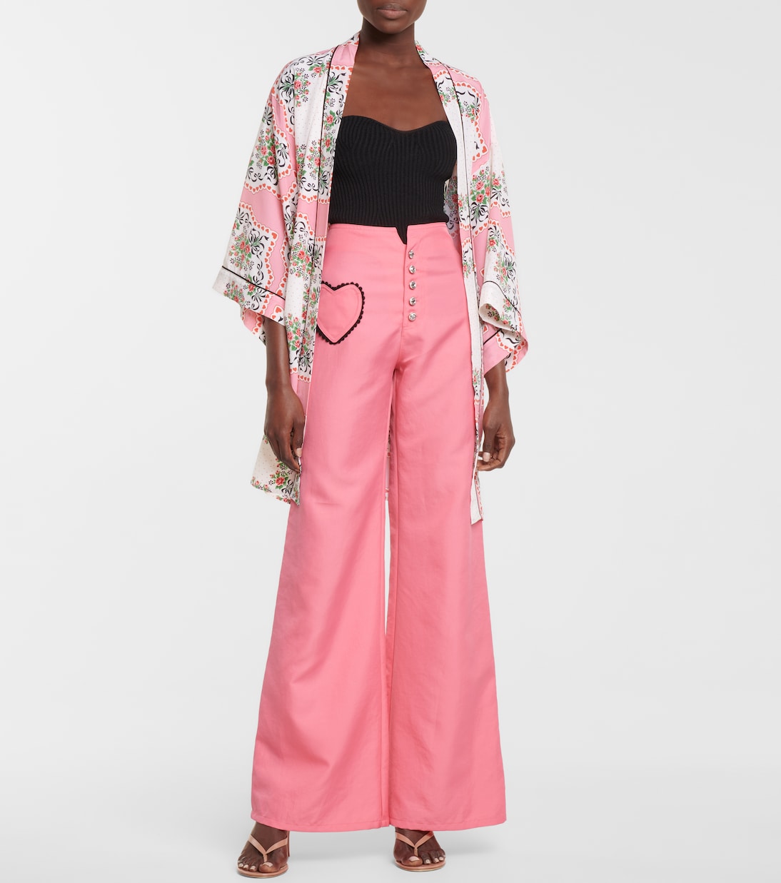 High-rise wide-leg twill pants | Rodarte