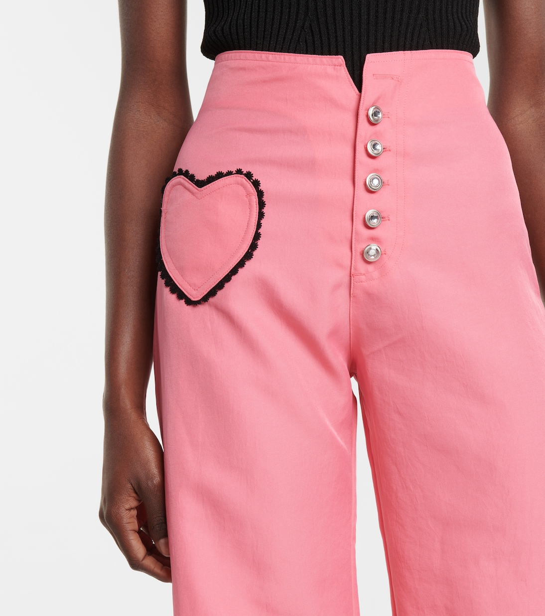 High-rise wide-leg twill pants | Rodarte