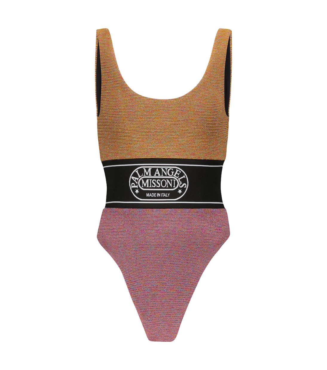 x Missoni colorblocked logo Lurex® swimsuit | Palm Angels