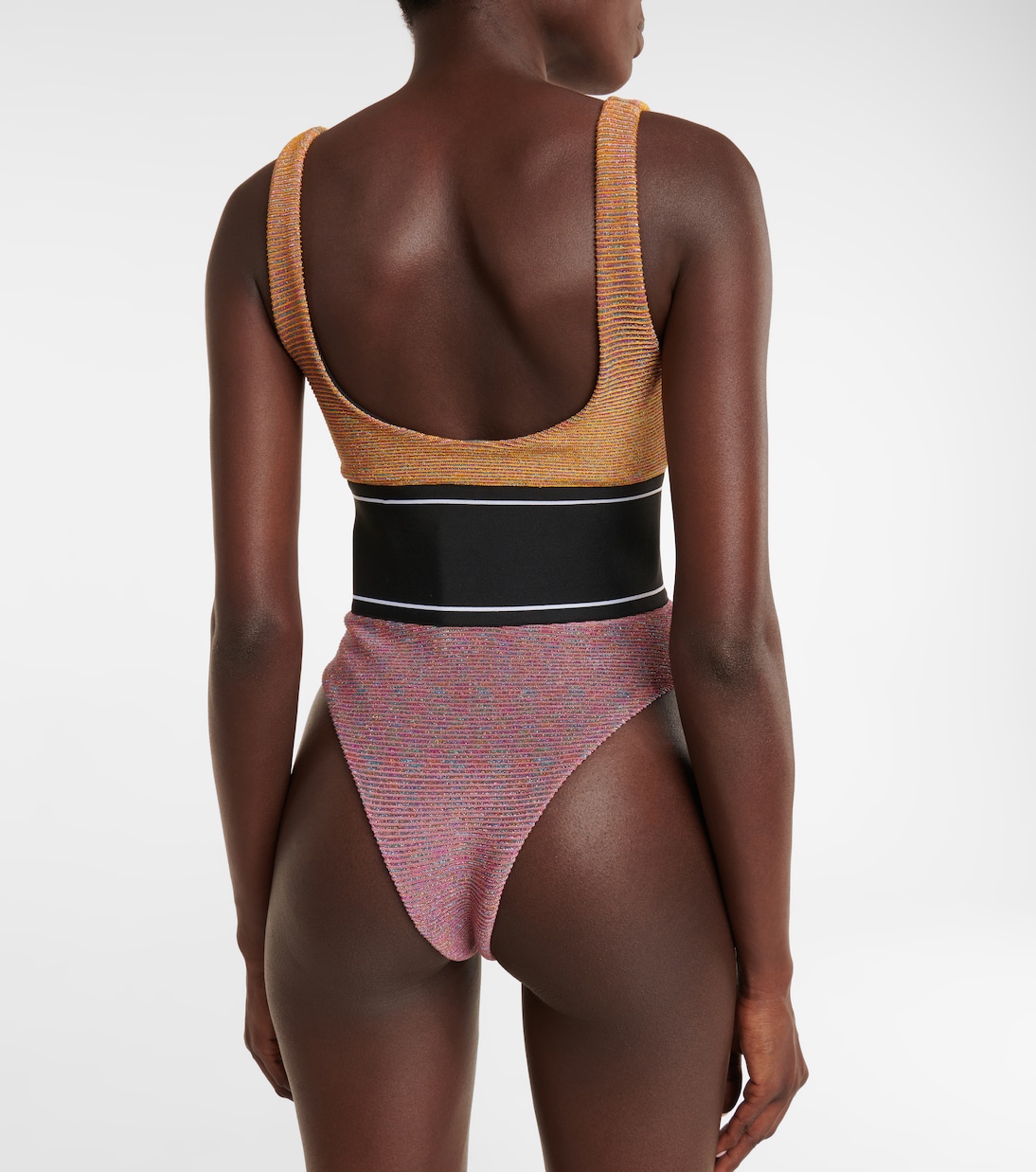 x Missoni colorblocked logo Lurex® swimsuit | Palm Angels