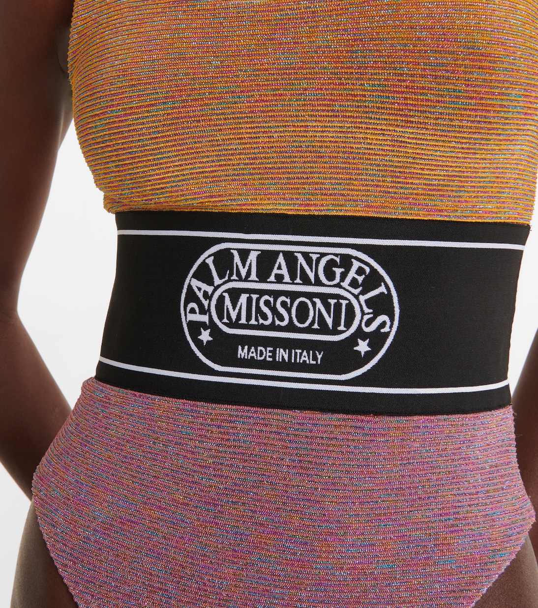 x Missoni colorblocked logo Lurex® swimsuit | Palm Angels