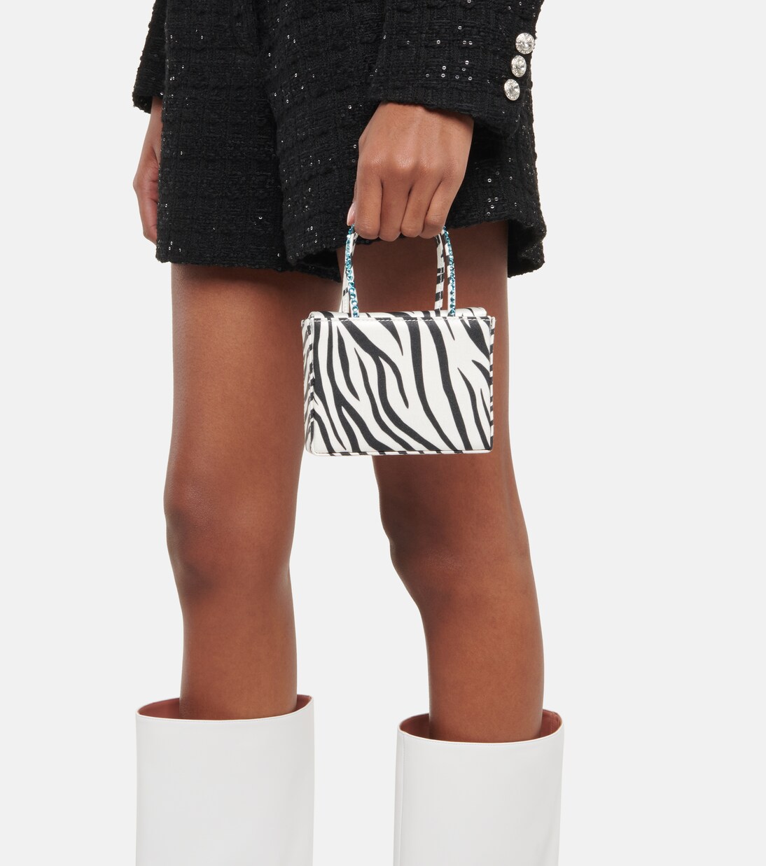Gilda Super Mini embellished satin tote | Amina Muaddi
