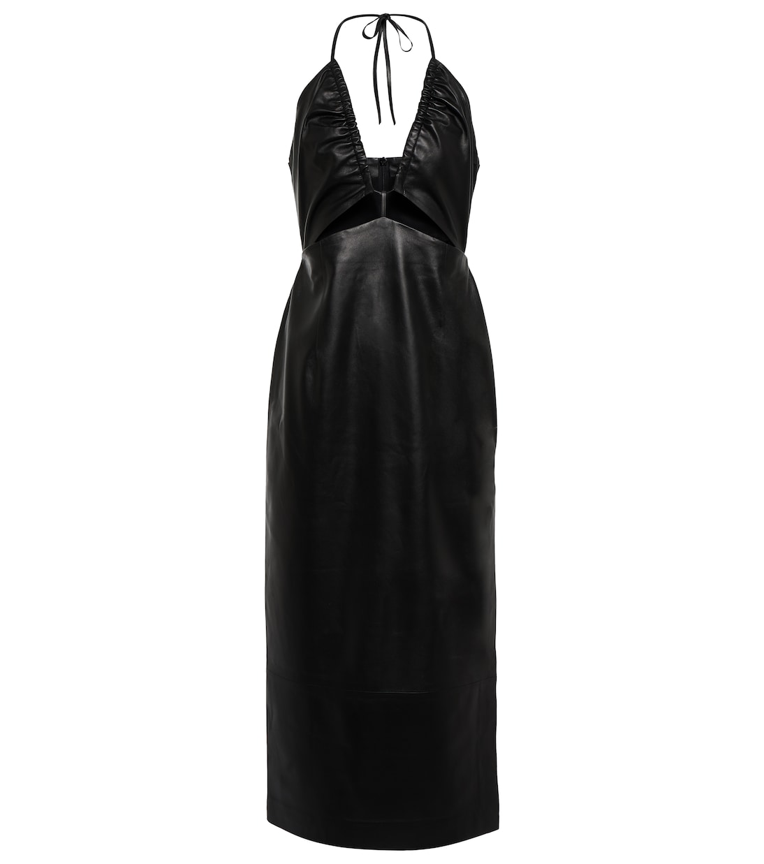 V-neck leather midi dress | Zeynep Arçay