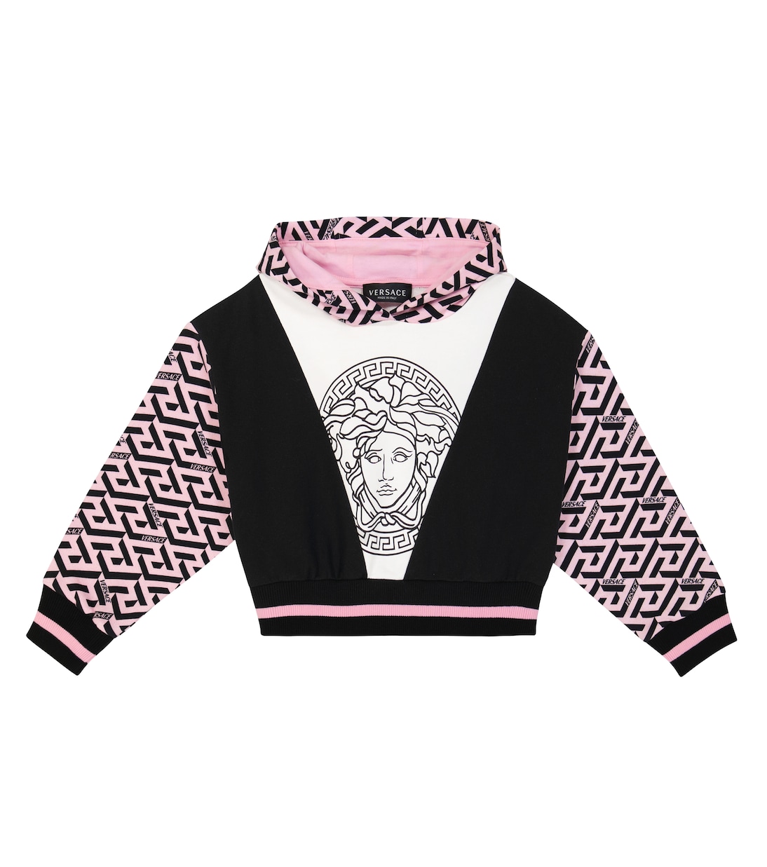 Printed cotton jersey hoodie | Versace Kids