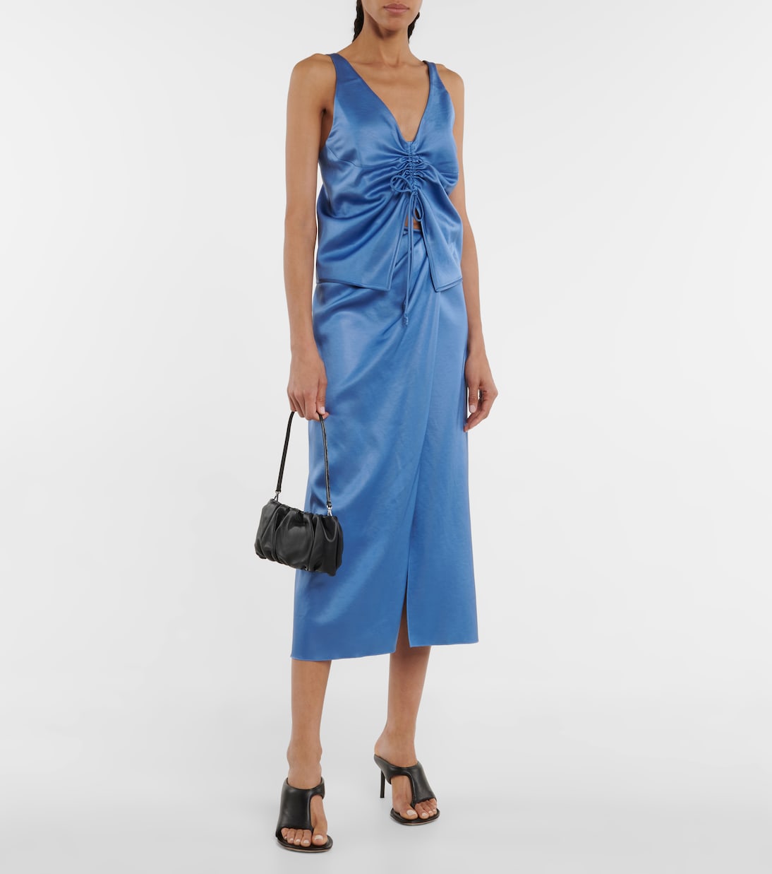 Klara drawstring satin top | Nanushka