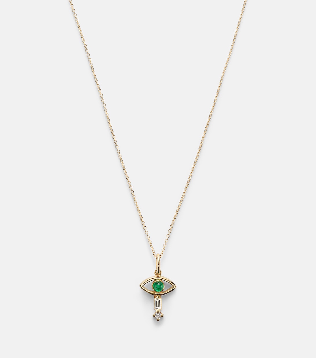 Collana in oro 18kt ILEANA MAKRI con smeraldo e diamanti, design giovane e raffinato