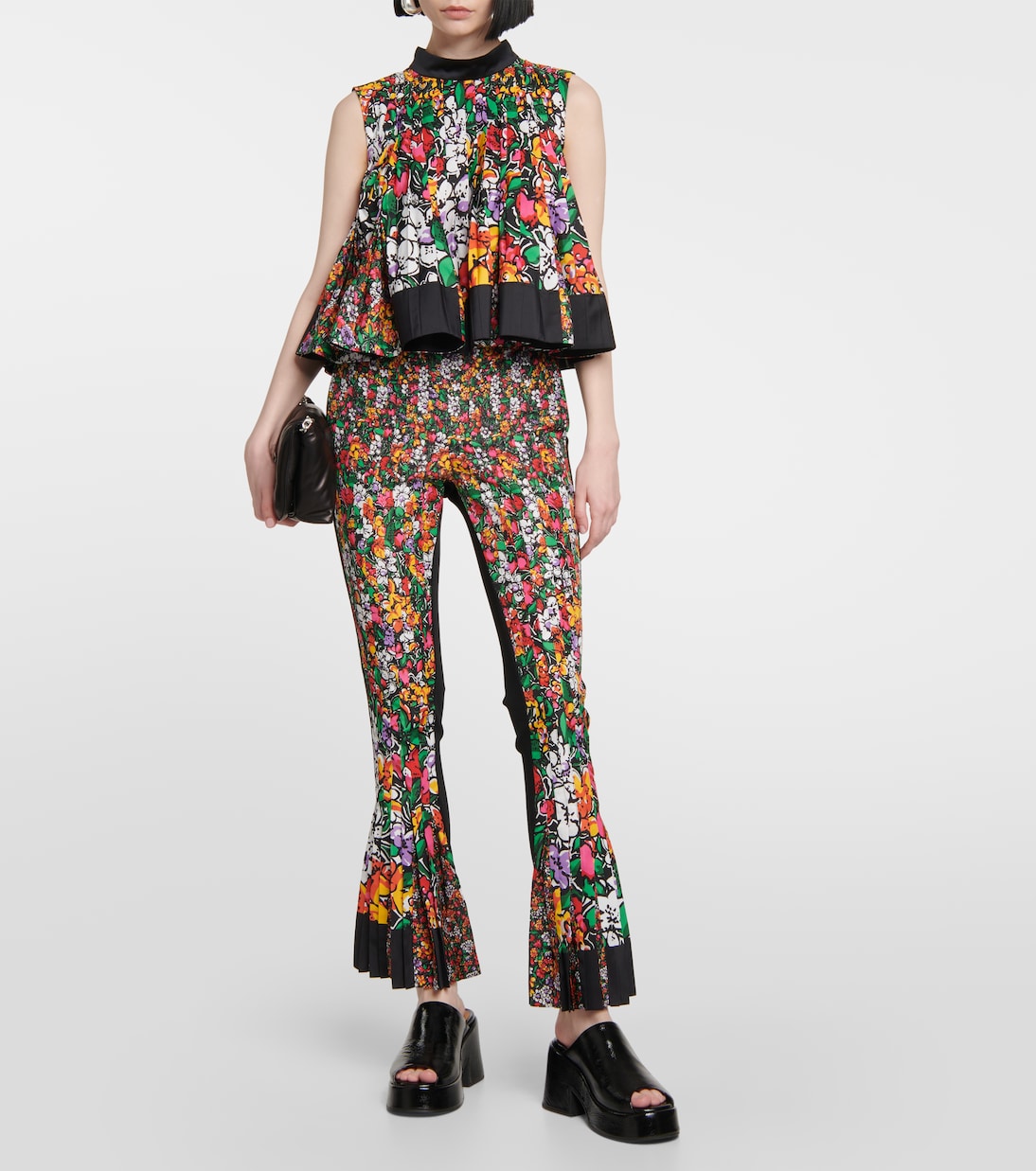 Pantalon à taille haute et à fleurs | Sacai