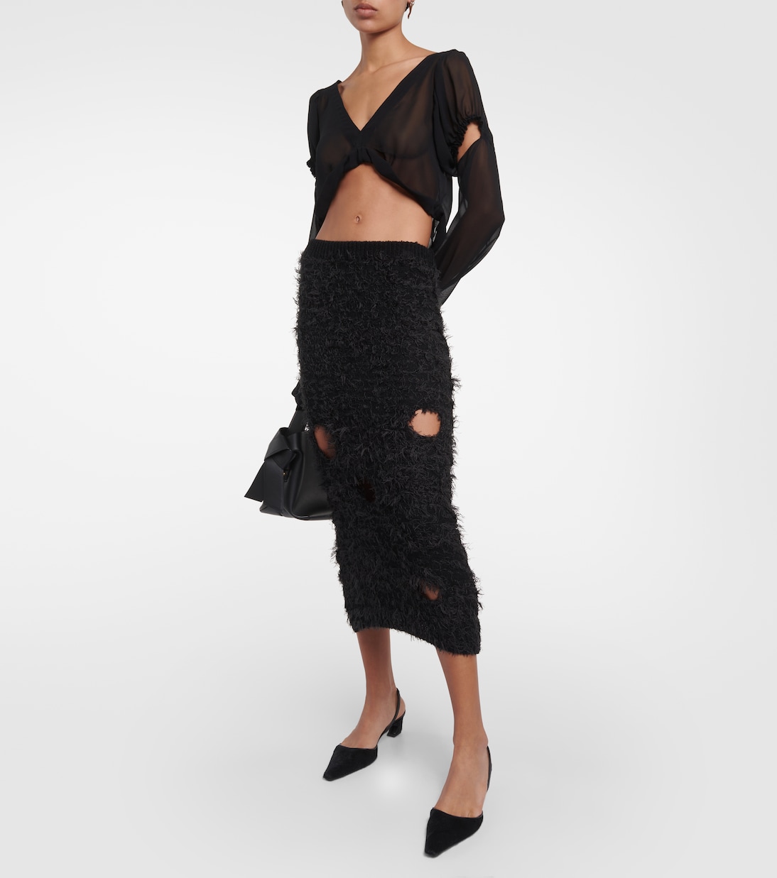Cutout wool-blend midi skirt | Acne Studios