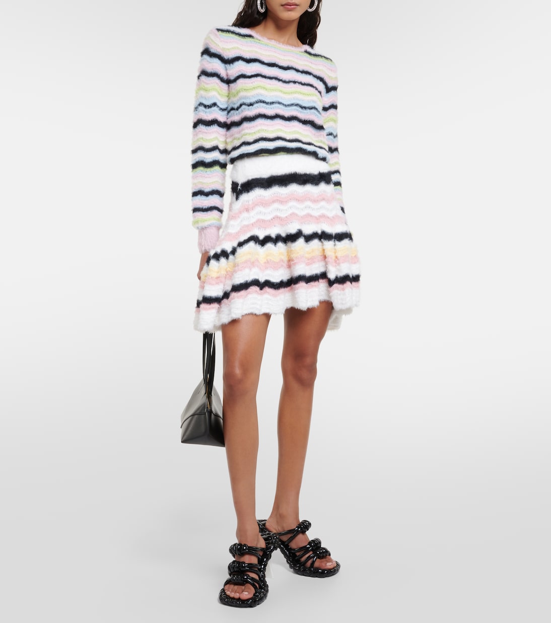 Striped flared knit skirt  | Susan Fang