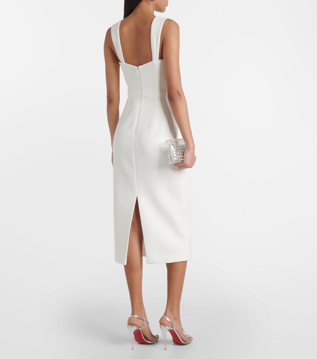 Crystal-embellished midi dress in white - Rebecca Vallance