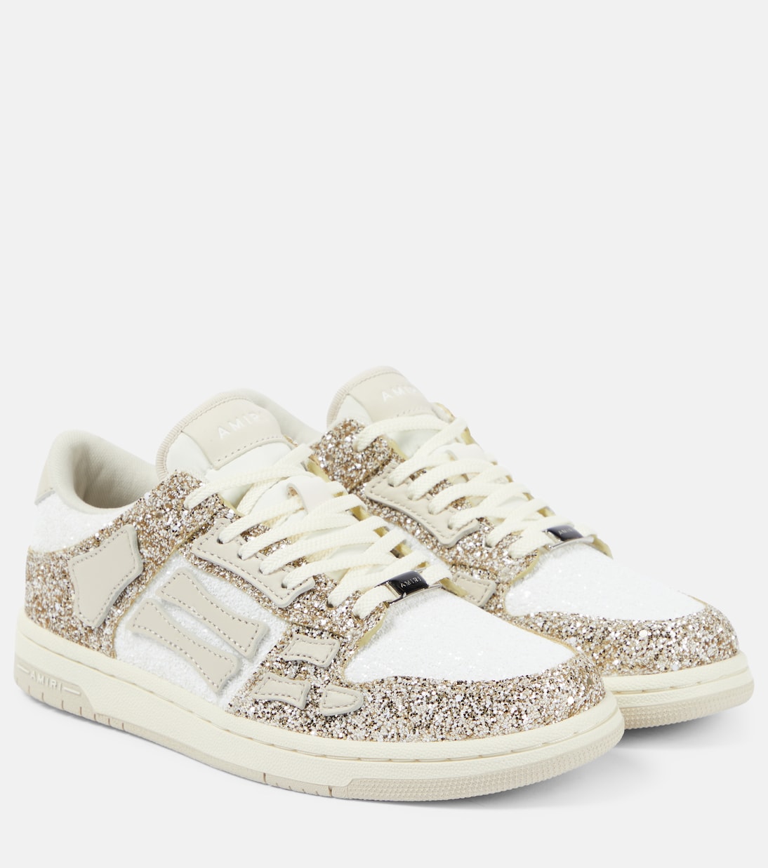 Skel Top glitter leather-trimmed sneakers | Amiri