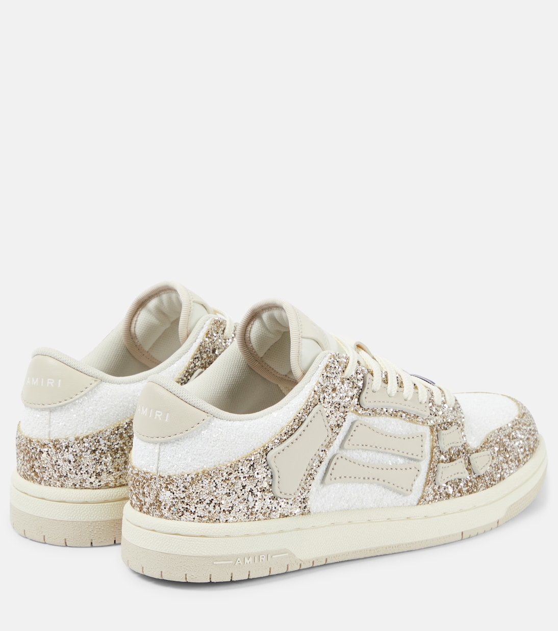Skel Top glitter leather-trimmed sneakers | Amiri
