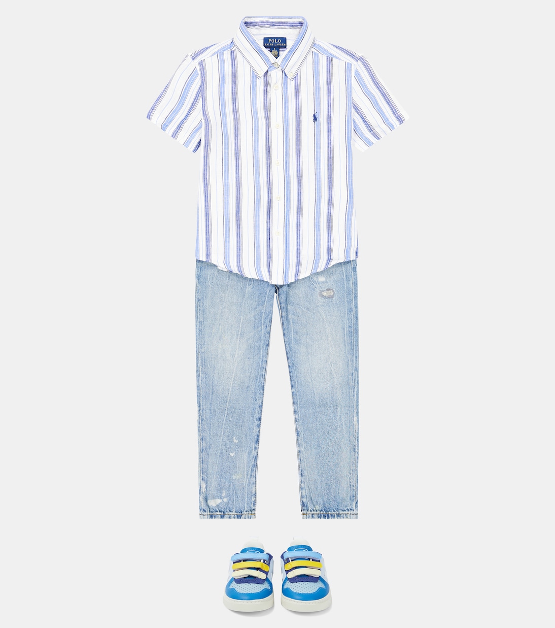 Camisa de lino a rayas con logo | Polo Ralph Lauren Kids