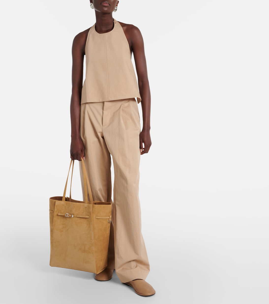 Halterneck cotton-blend drill top | Wardrobe.NYC