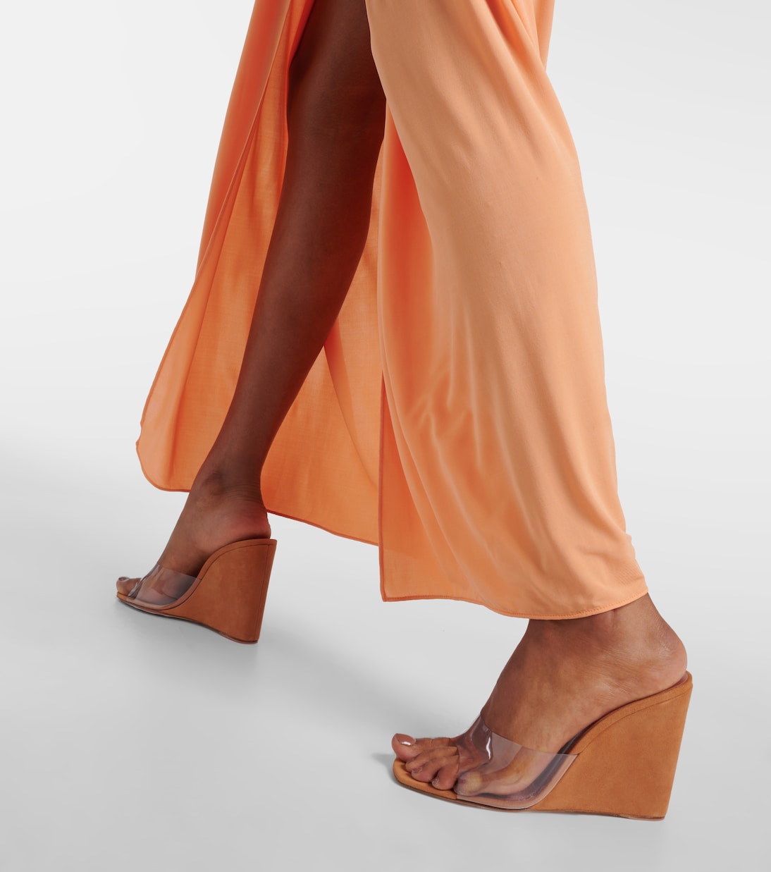 Mules Lupita Half Glass in PVC e suede | Amina Muaddi