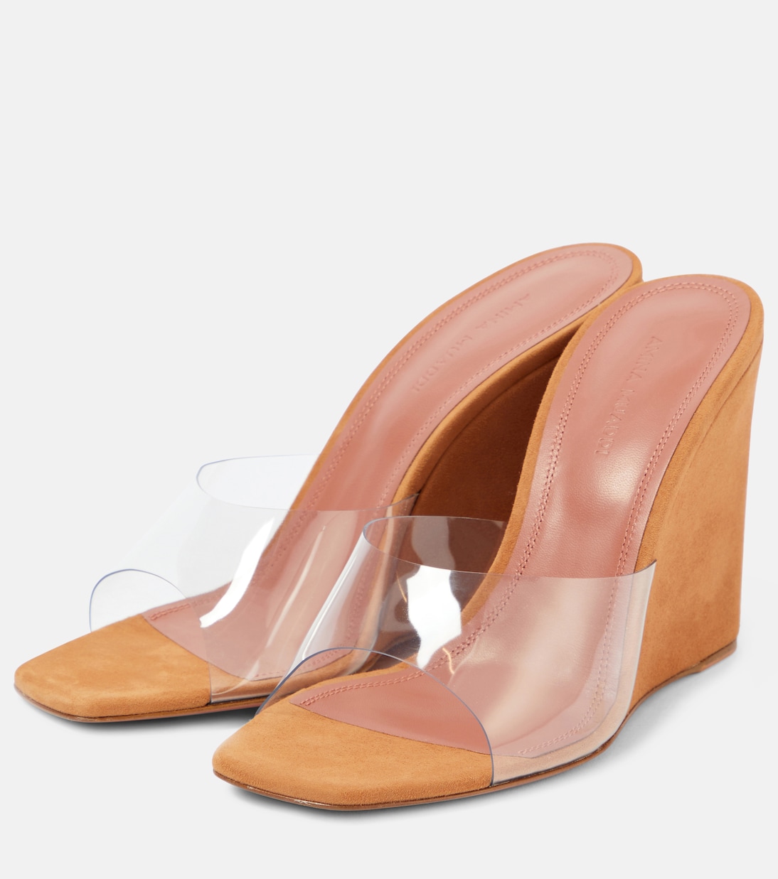 Mules Lupita Half Glass in PVC e suede | Amina Muaddi