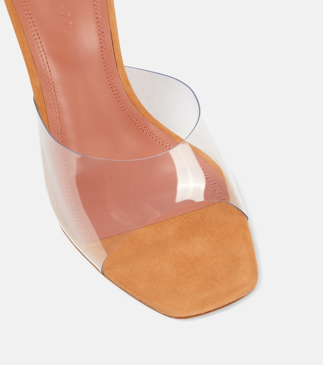 Mules Lupita Half Glass in PVC e suede | Amina Muaddi