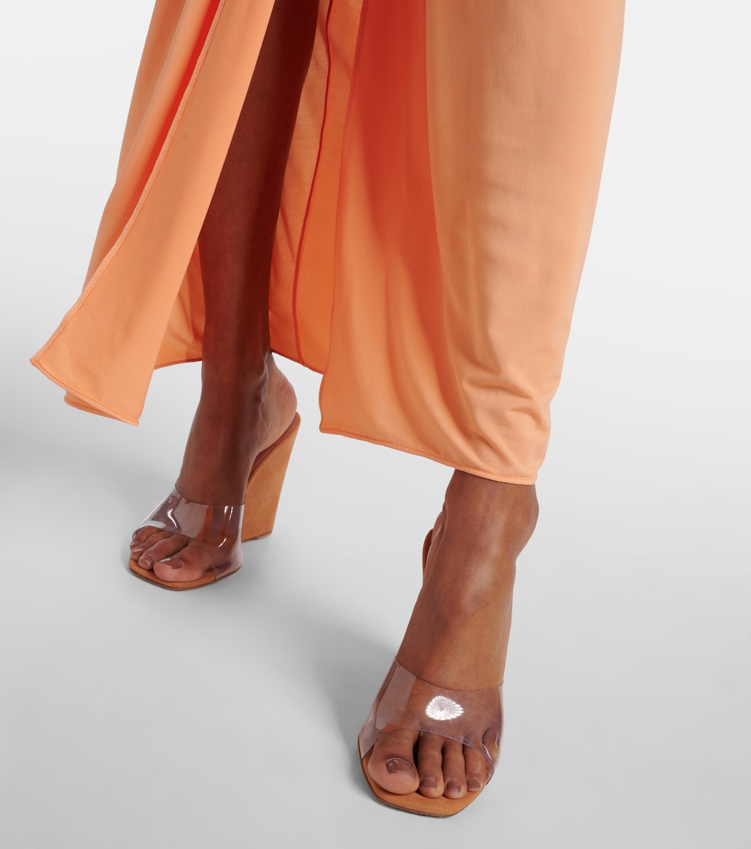 Mules Lupita Half Glass in PVC e suede | Amina Muaddi