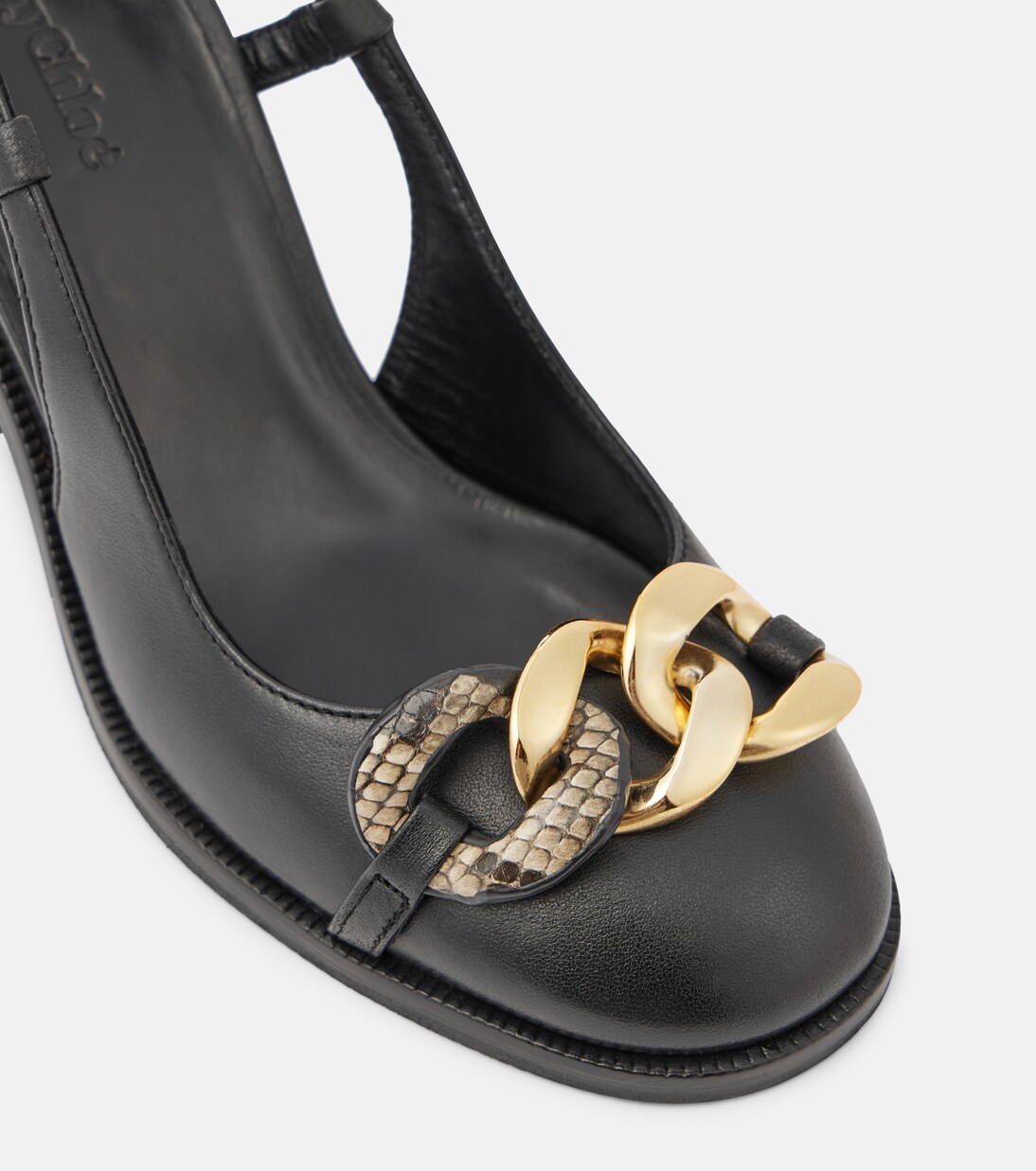Chain Line leather slingback pumps in black - See By Chloe