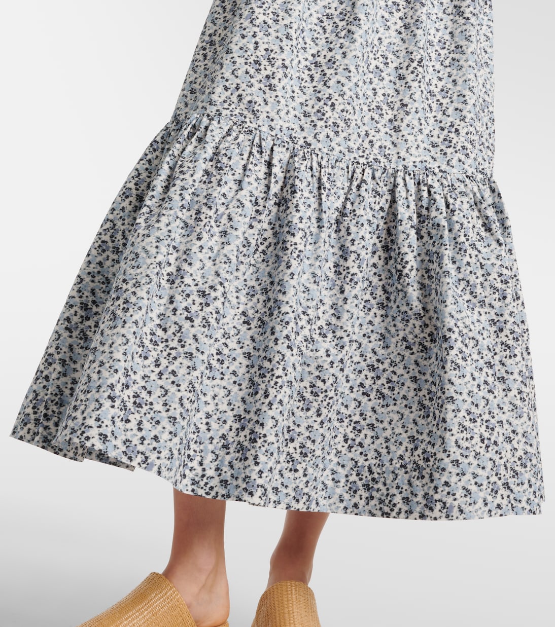 Jupe longue en coton à fleurs | Ganni