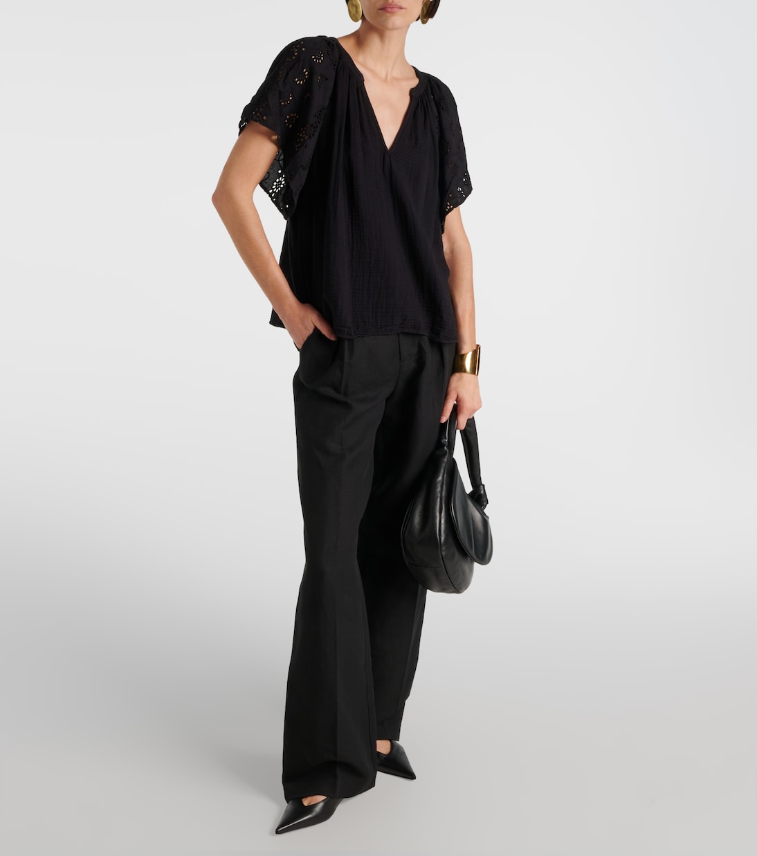 Tish embroidered cotton top | Velvet