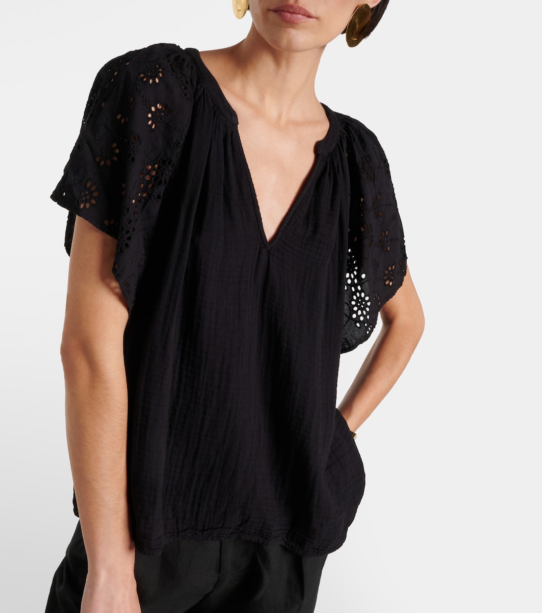 Tish embroidered cotton top | Velvet