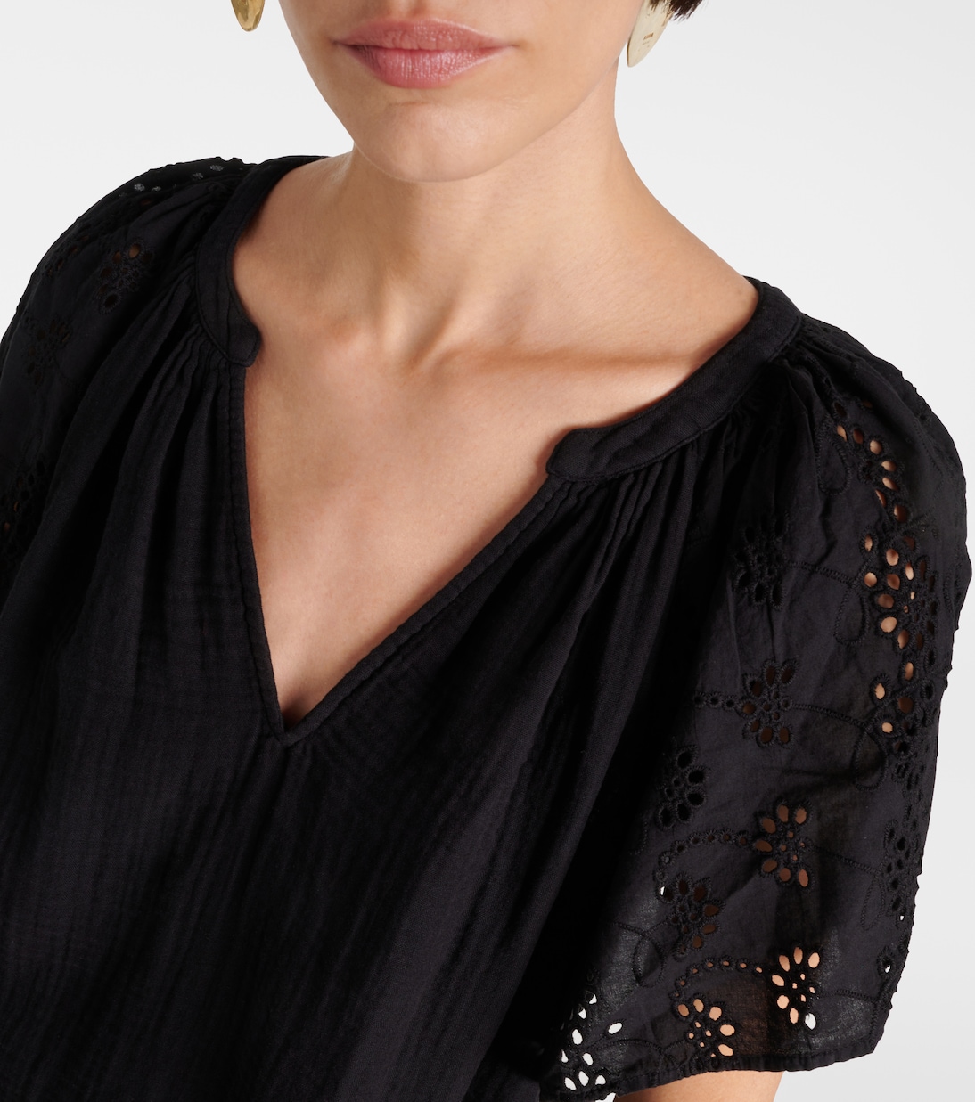 Tish embroidered cotton top | Velvet
