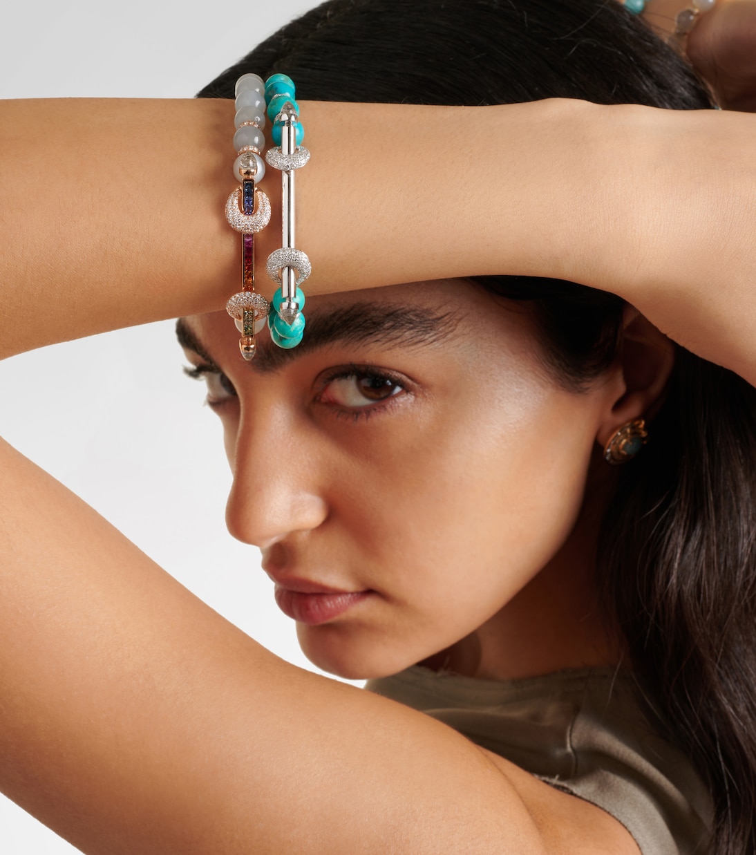 Bracciale Chakra in oro bianco 18kt con pietre preziose | Ananya