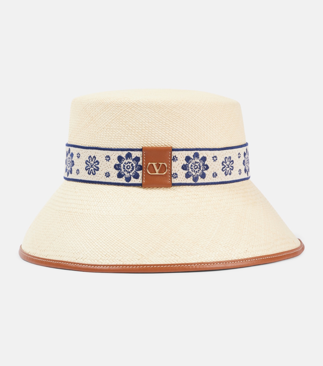 Antibes embroidered straw bucket hat | Valentino