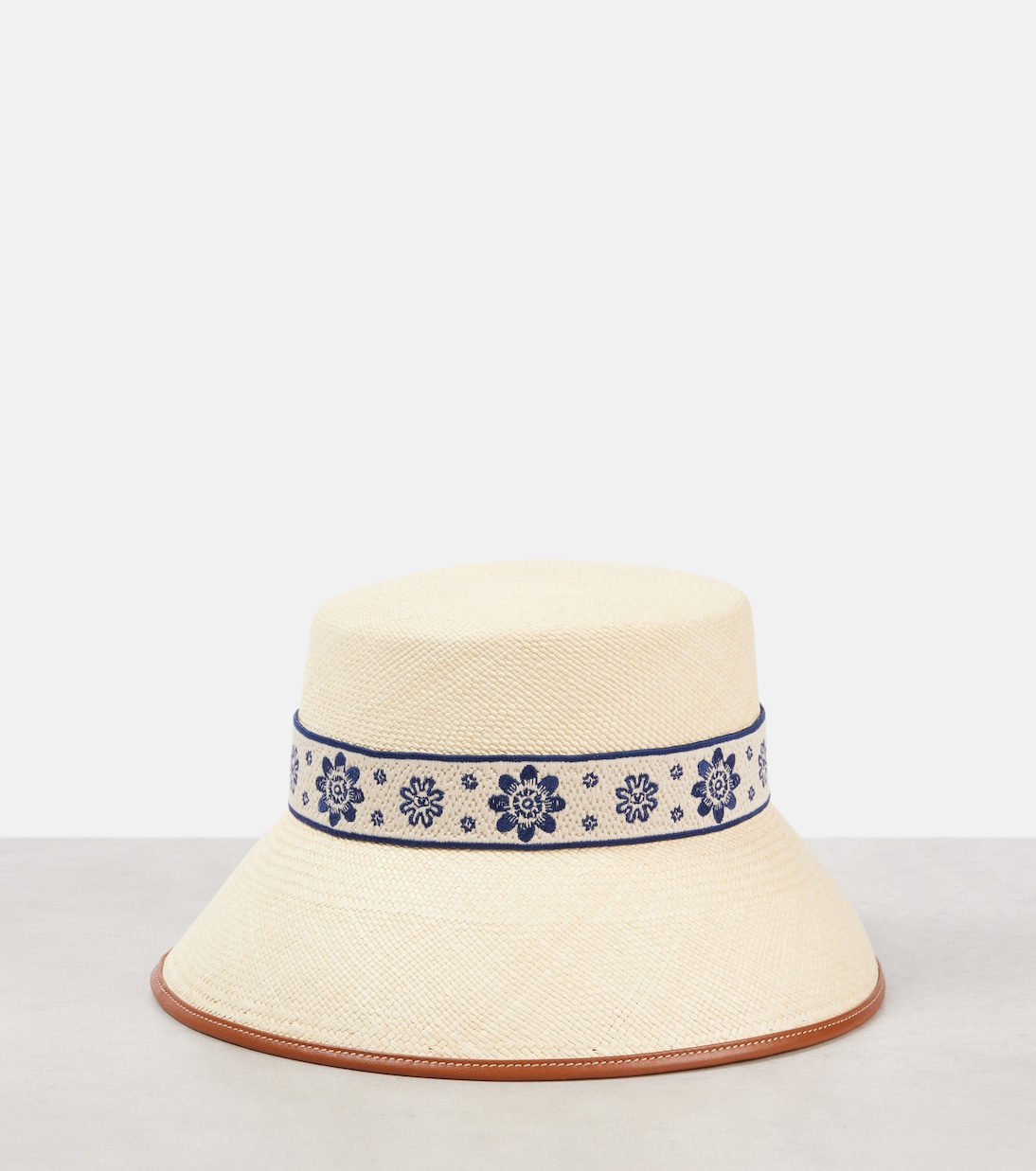 Antibes embroidered straw bucket hat | Valentino