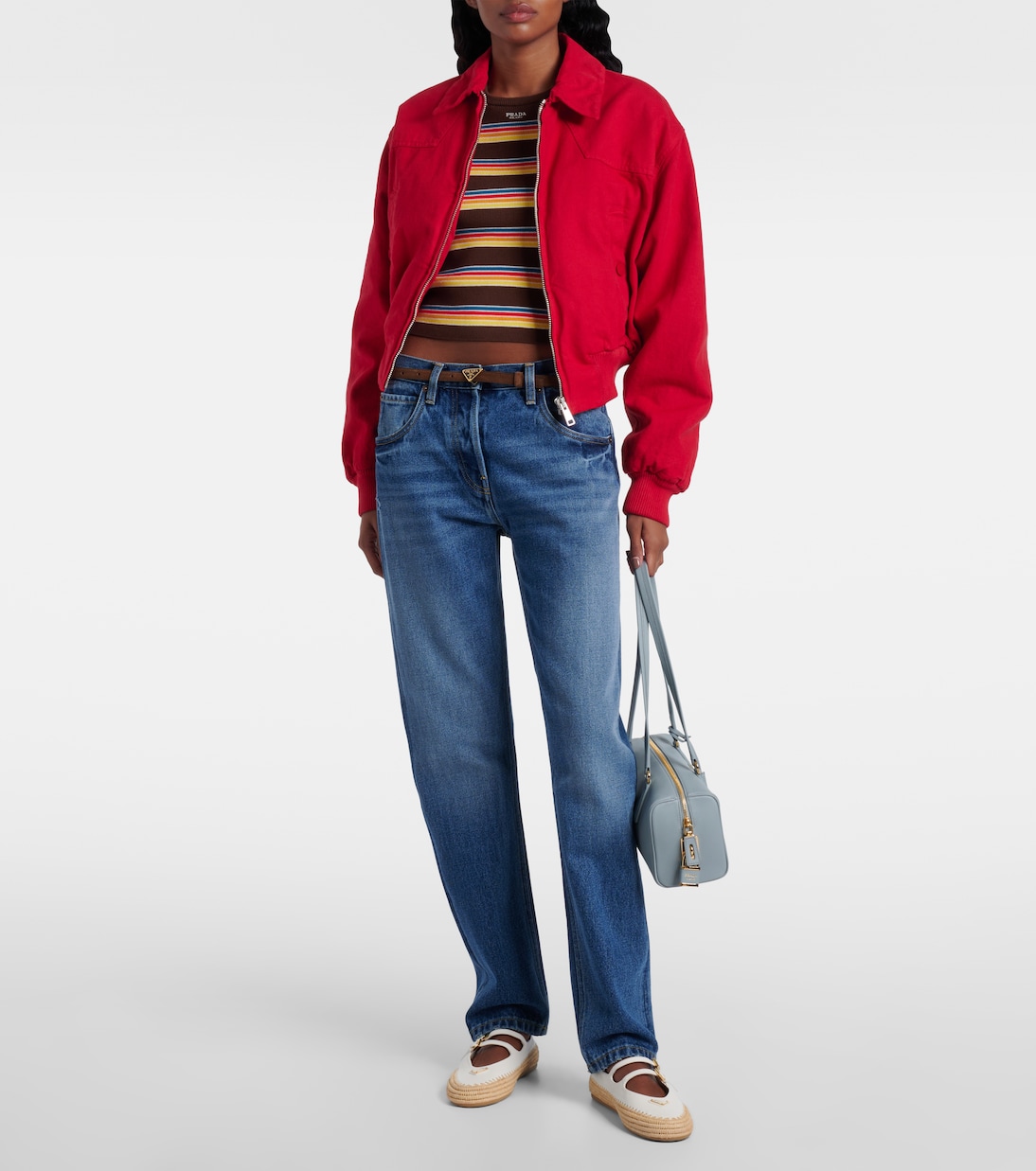 Ballerine Mary Jane in pelle e rafia | Prada