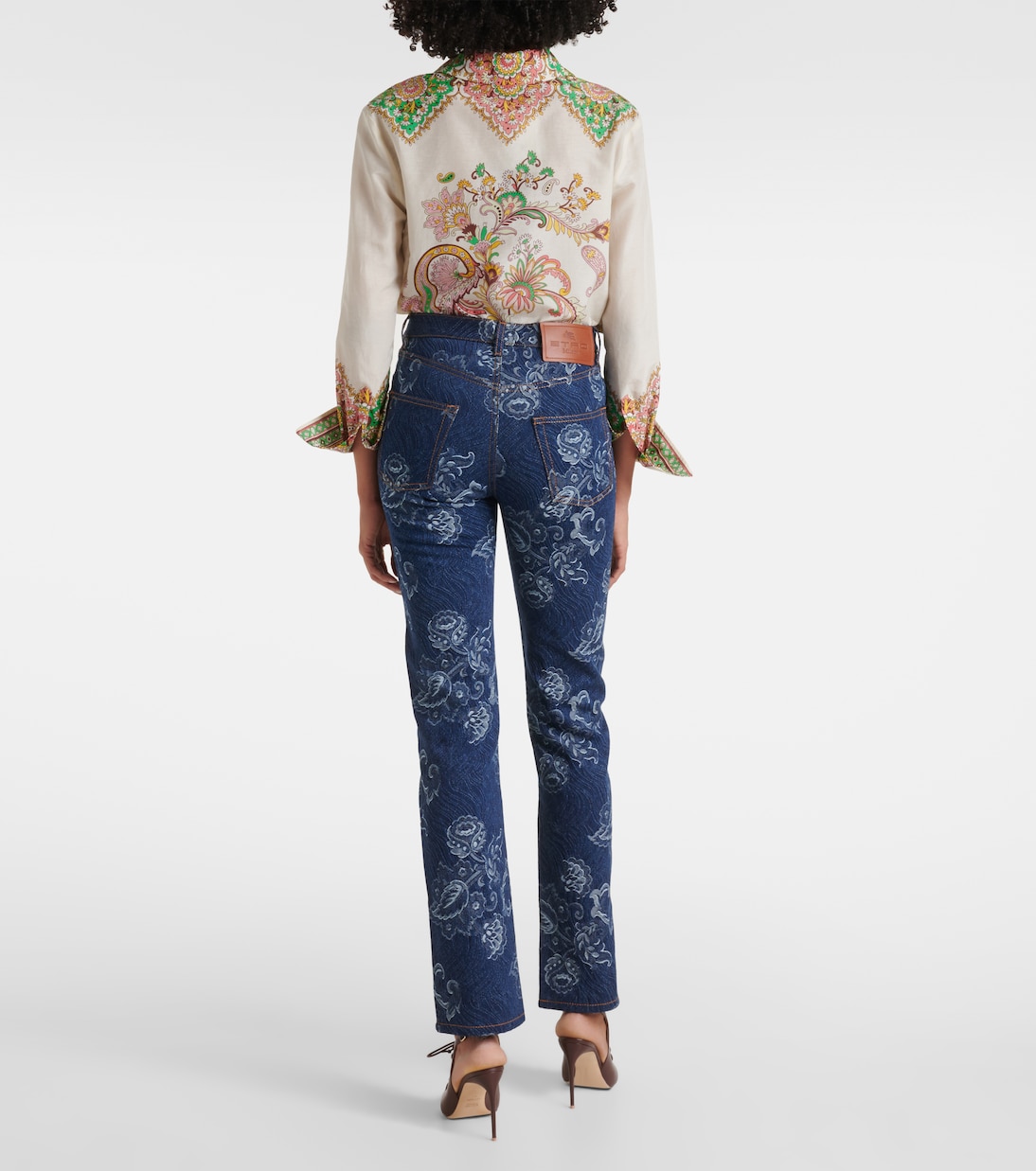 플로럴 자카드 슬림 진 | Etro