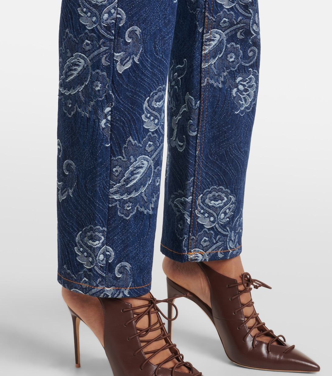플로럴 자카드 슬림 진 | Etro