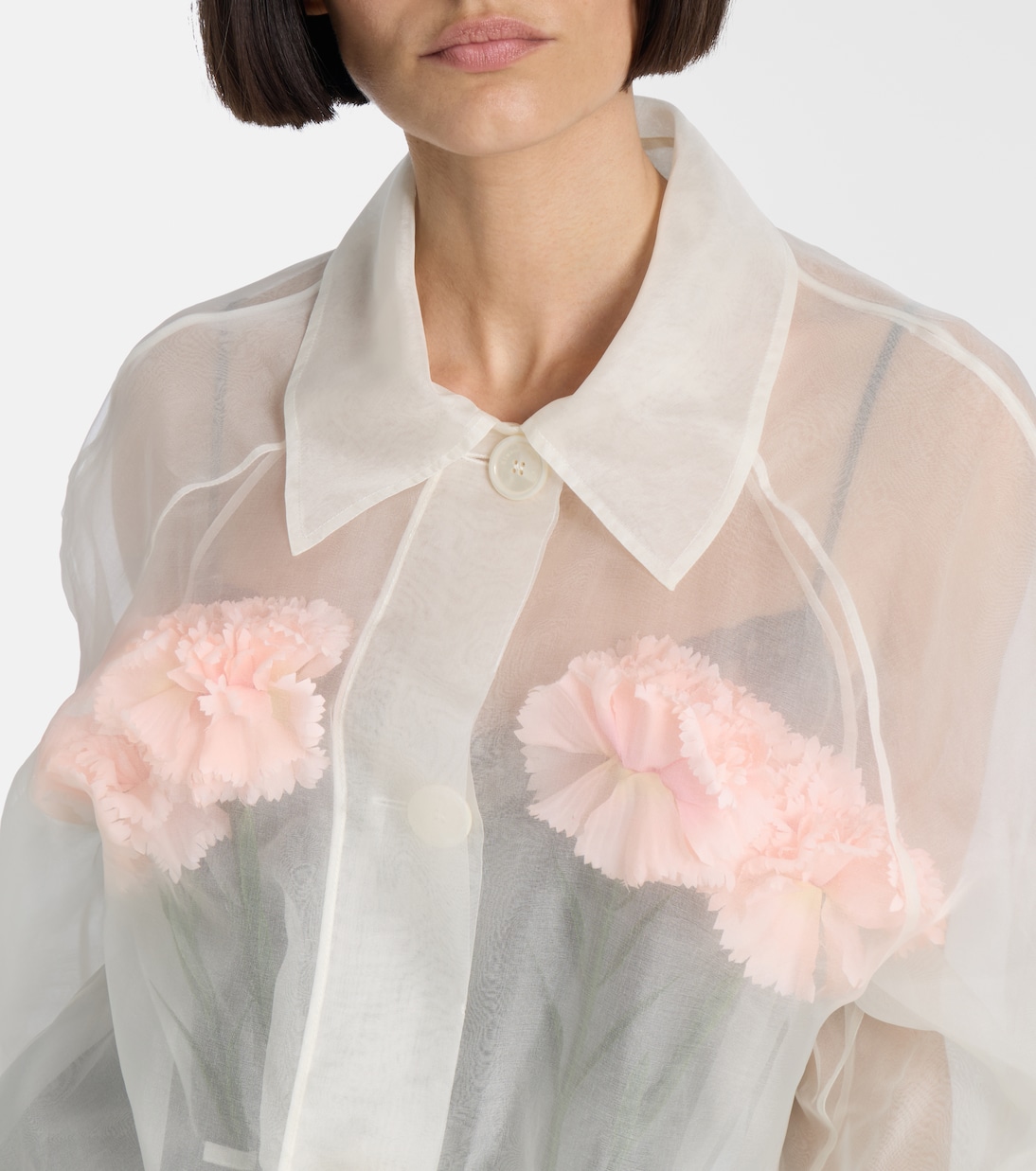 Abrigo Stuffed Carnation de organza de seda | Simone Rocha