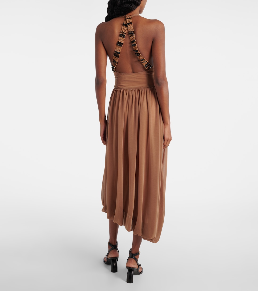 Gathered open-back midi dress | Xu Zhi