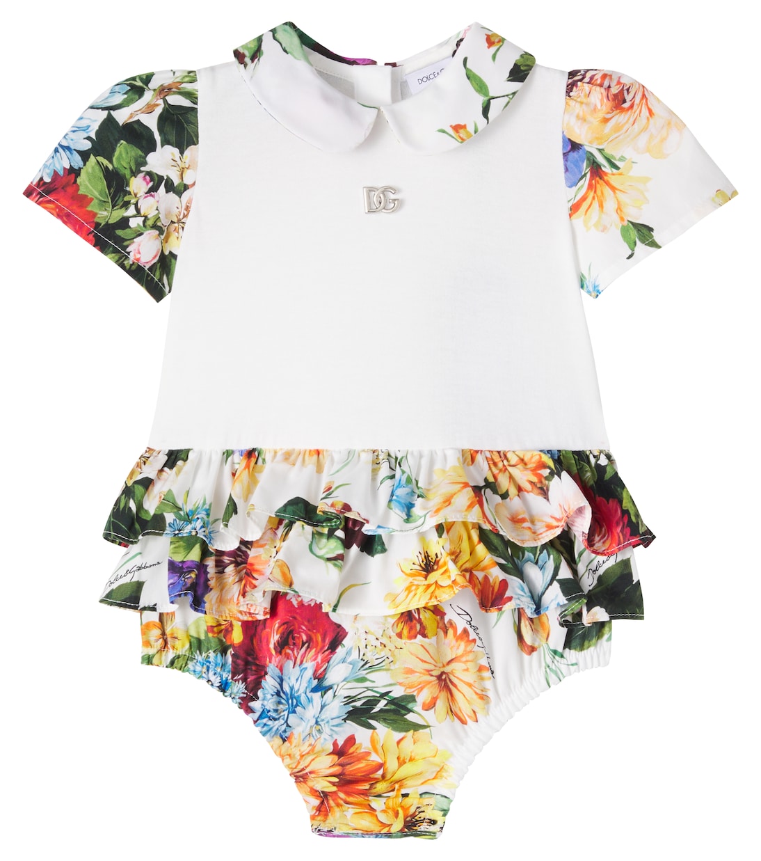 Baby DG floral cotton bodysuit | Dolce&Gabbana Kids